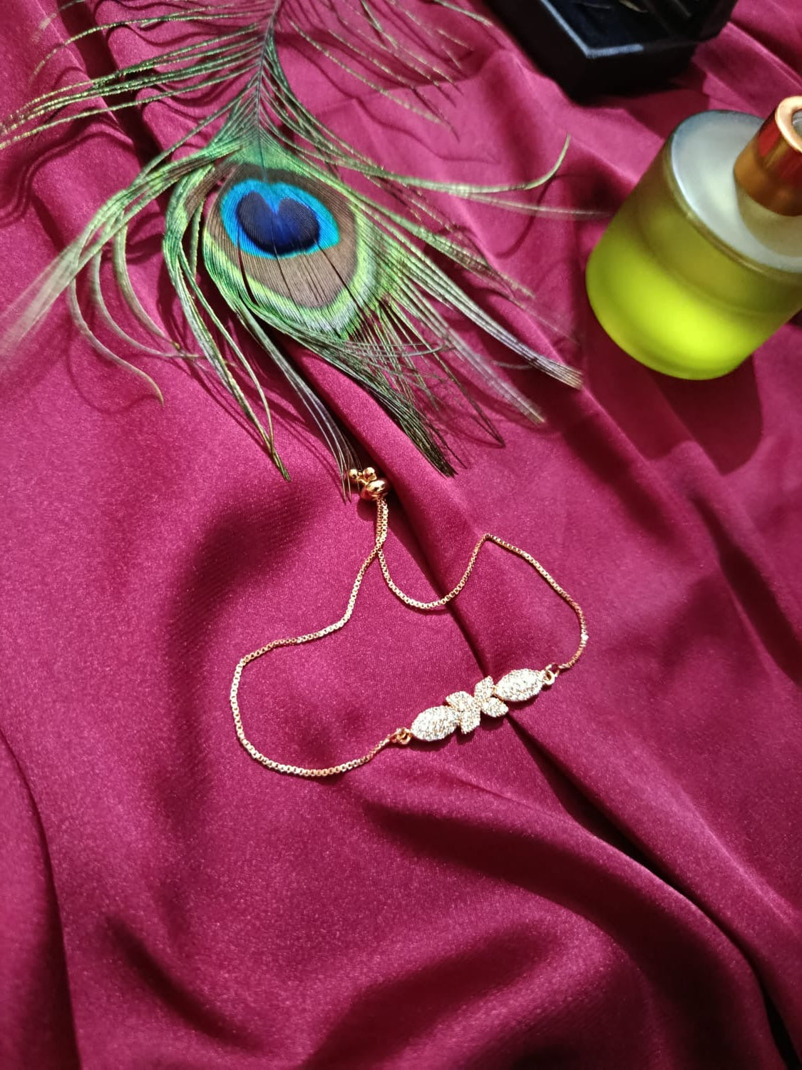 Fashionable Gold-Plated Butterfly Adjustable Bracelet decor with Cubic Zirconia