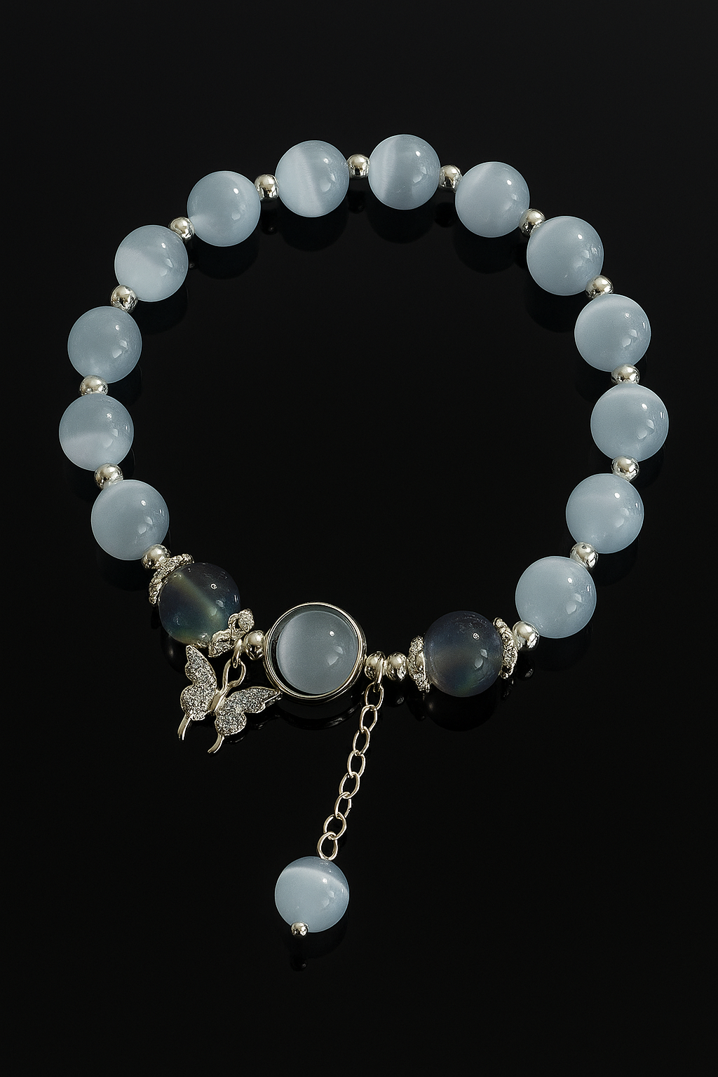 Minimalist Gray & White Moonstone Crystal Bracelet – Versatile & Elegant