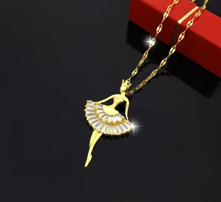 Stainless Steel Elegant Ballet Dancer Pendant Necklace ✨