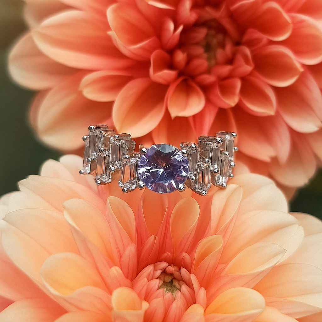 Minimalist Geometric Design with Cubic Zirconia Inlay Irregular Adjustable Ring