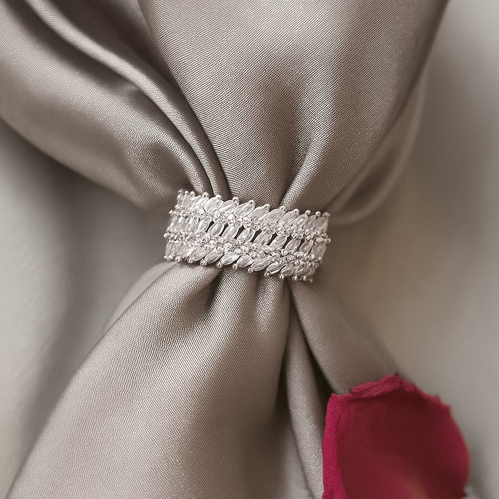 Multi-Layered Adjustable Openwork Micro-Pave Zirconia Ring