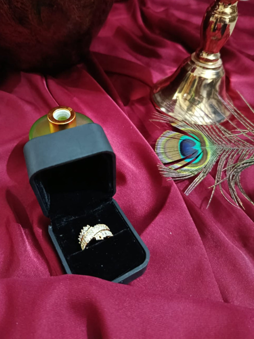 Stylish & Elegant Wide adjustable Ring Interwoven With Sparkling Cubic Synthetic Zirconia