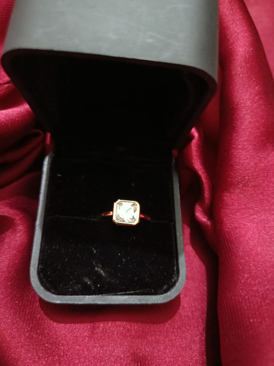 Adjustable Square Cubic Zirconia Ring