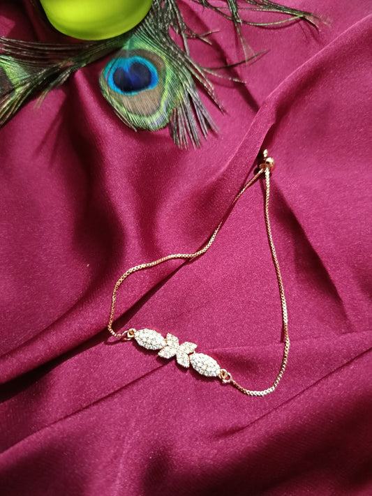 Fashionable Gold-Plated Butterfly Adjustable Bracelet decor with Cubic Zirconia