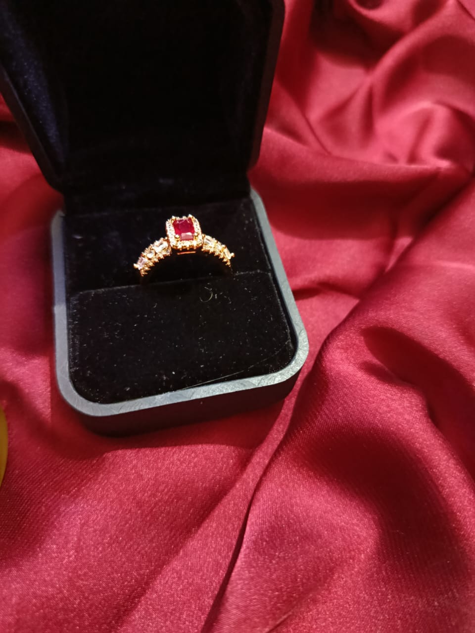 Elegant Pomegranate Red cubic synthetic zirconia Adjustable Ring