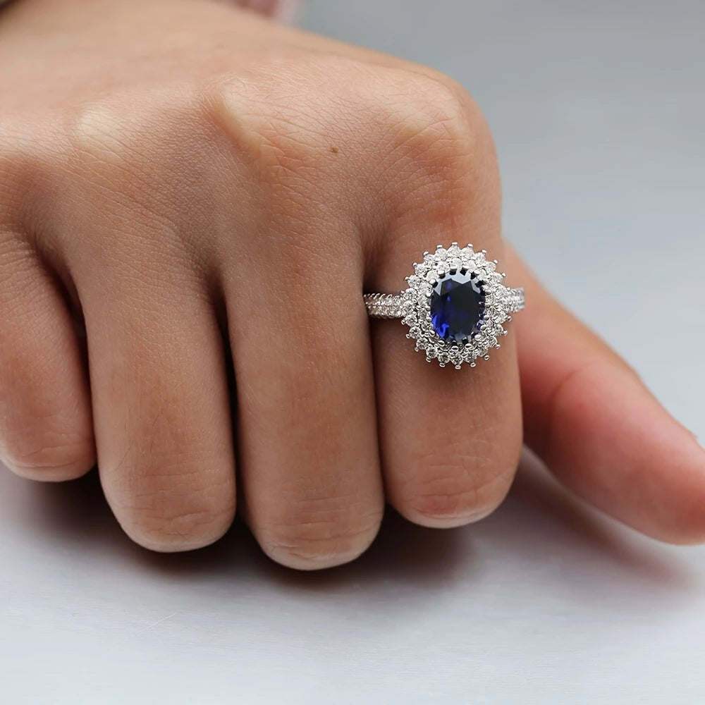 Gorgeous Shiny Blue Cubic Zirconia Ring
