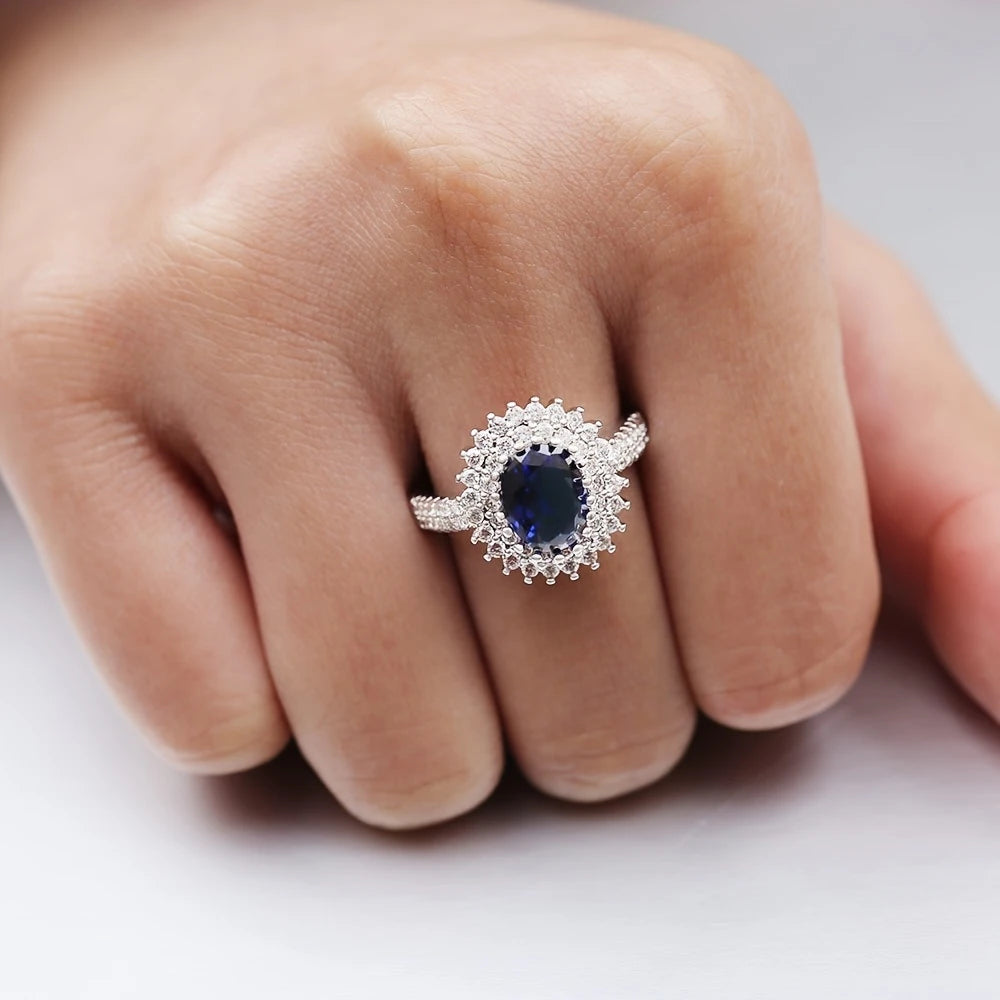 Gorgeous Shiny Blue Cubic Zirconia Ring