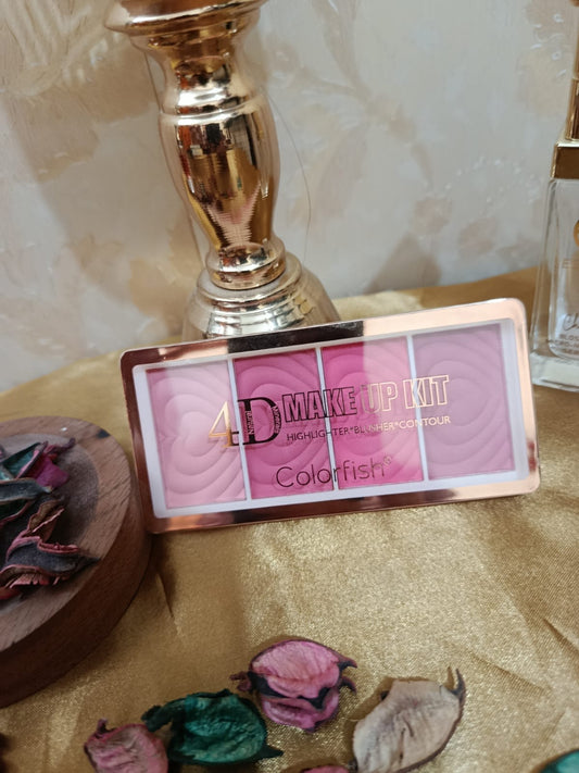 Colorfish 4 Heart-Shade Candy Blush Palette – Matte Finish, Stunning Color