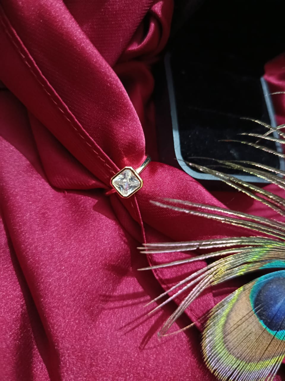 Adjustable Square Cubic Zirconia Ring