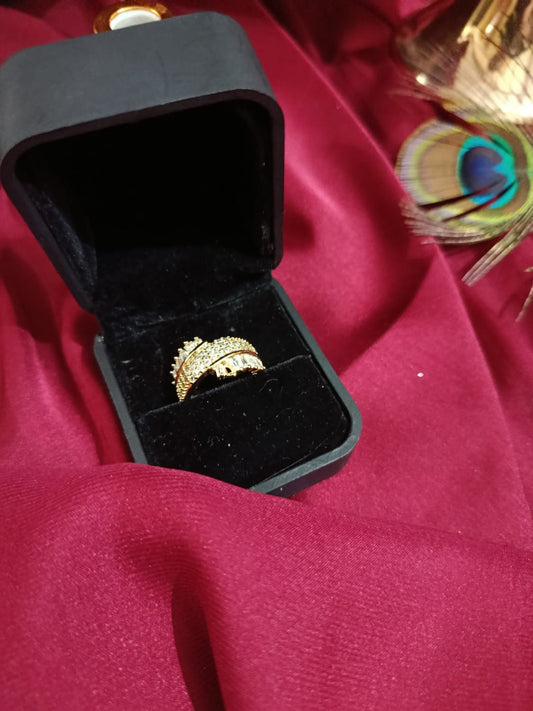 Stylish & Elegant Wide adjustable Ring Interwoven With Sparkling Cubic Synthetic Zirconia