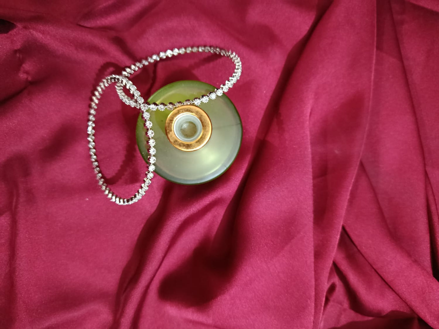 2Pc Silvery Rhinestone Zirconia Bangles