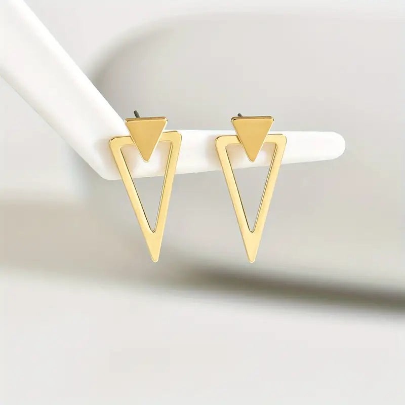 1 Pair Chic Minimalist Triangle Design Earrings