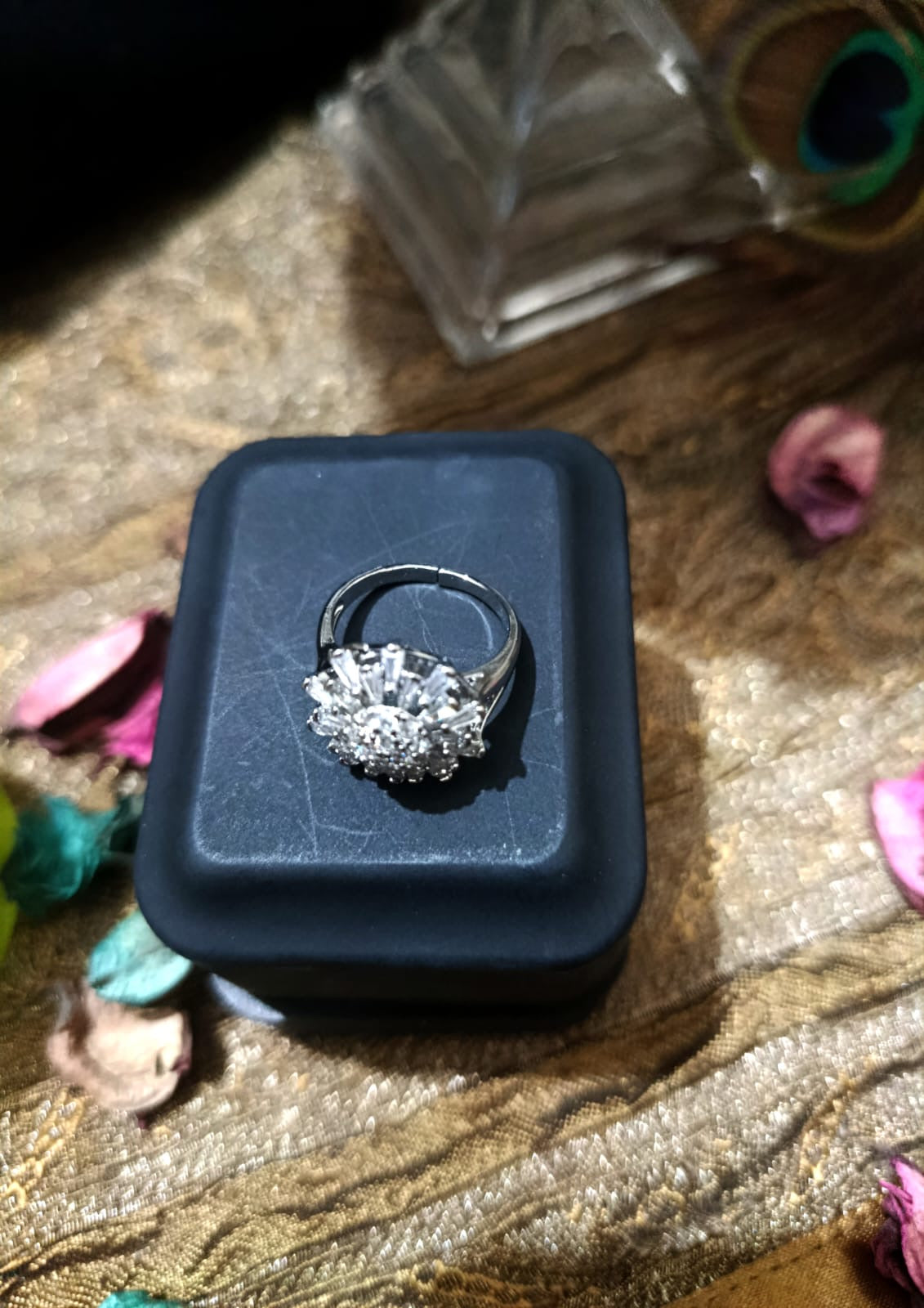 Light Luxury Golden Flower Adjustable Ring