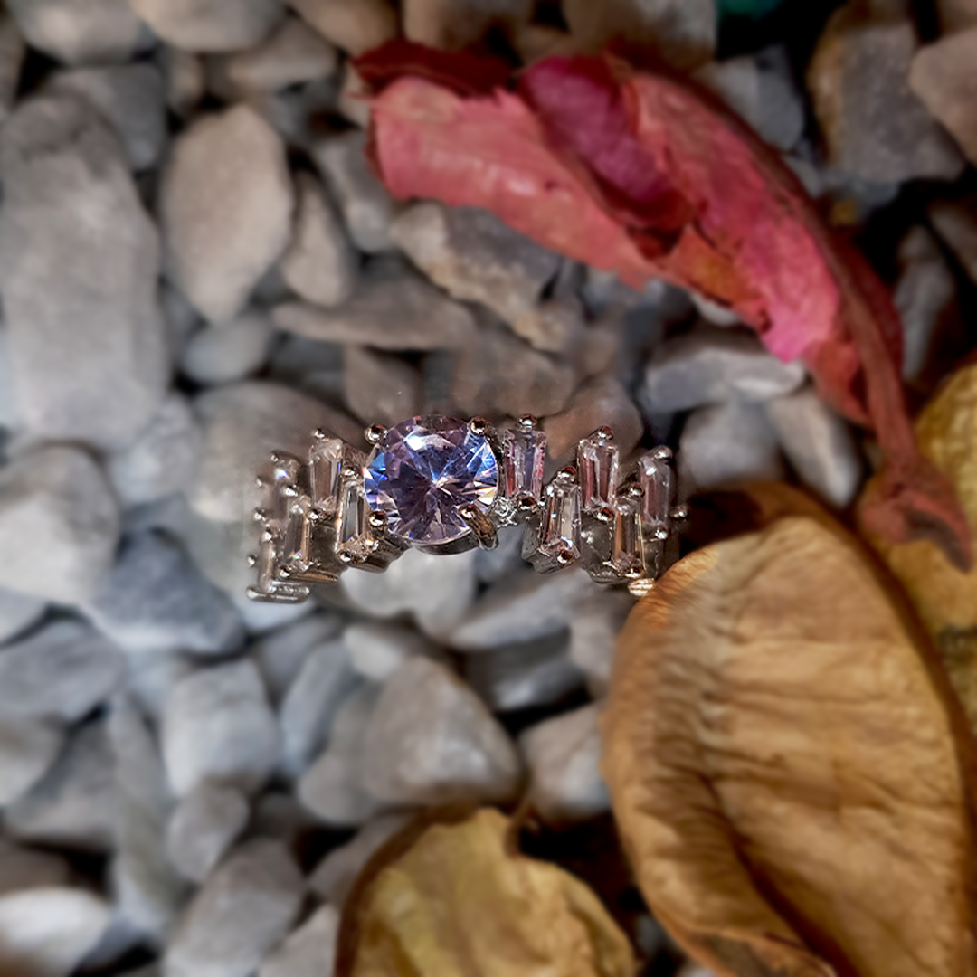 Minimalist Geometric Design with Cubic Zirconia Inlay Irregular Adjustable Ring