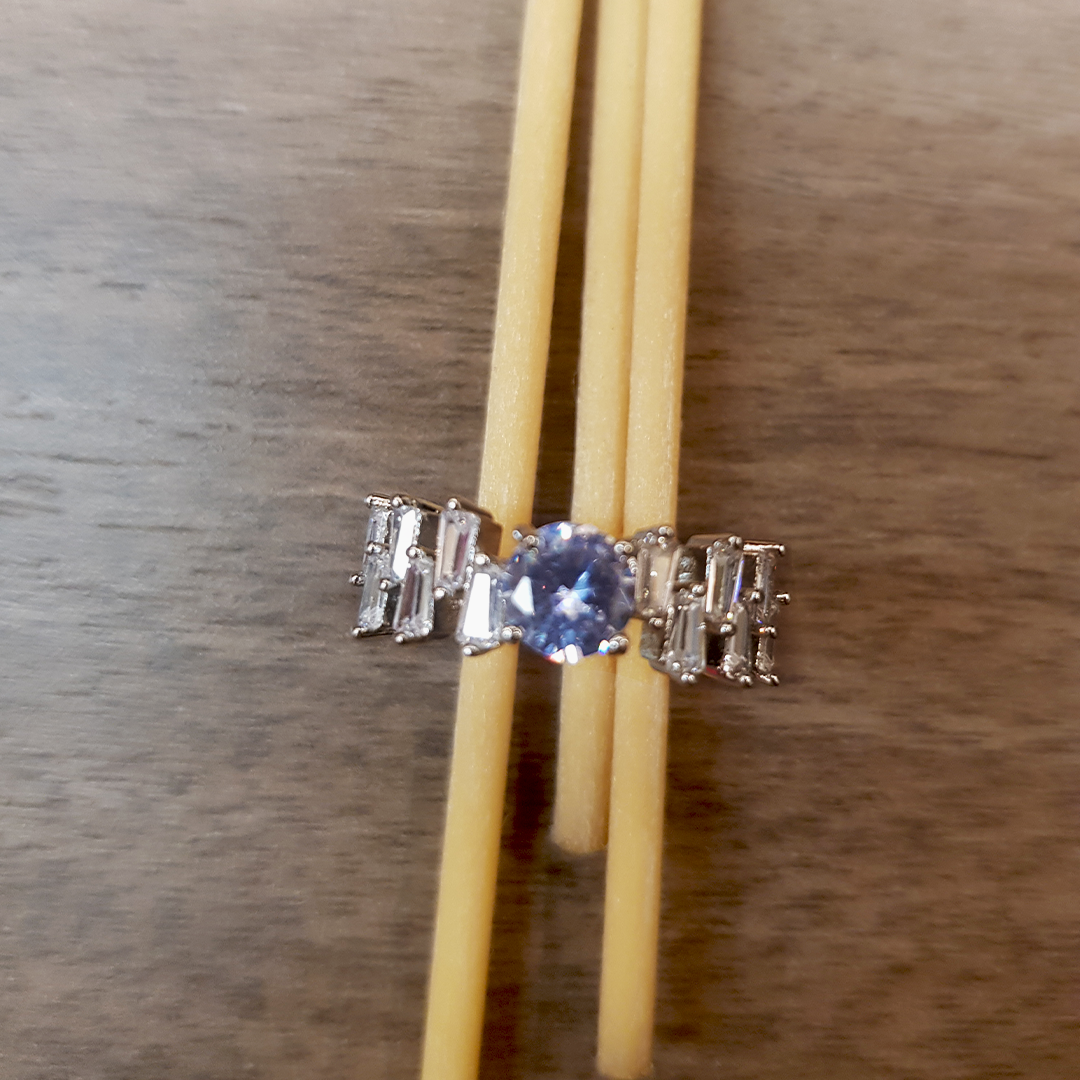 Minimalist Geometric Design with Cubic Zirconia Inlay Irregular Adjustable Ring