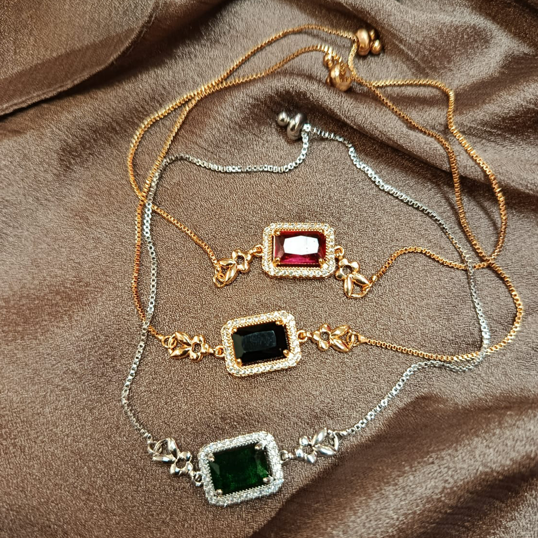 1Pcs Sugar Sparkle Square Faux Adjustable Chain  Bracelet