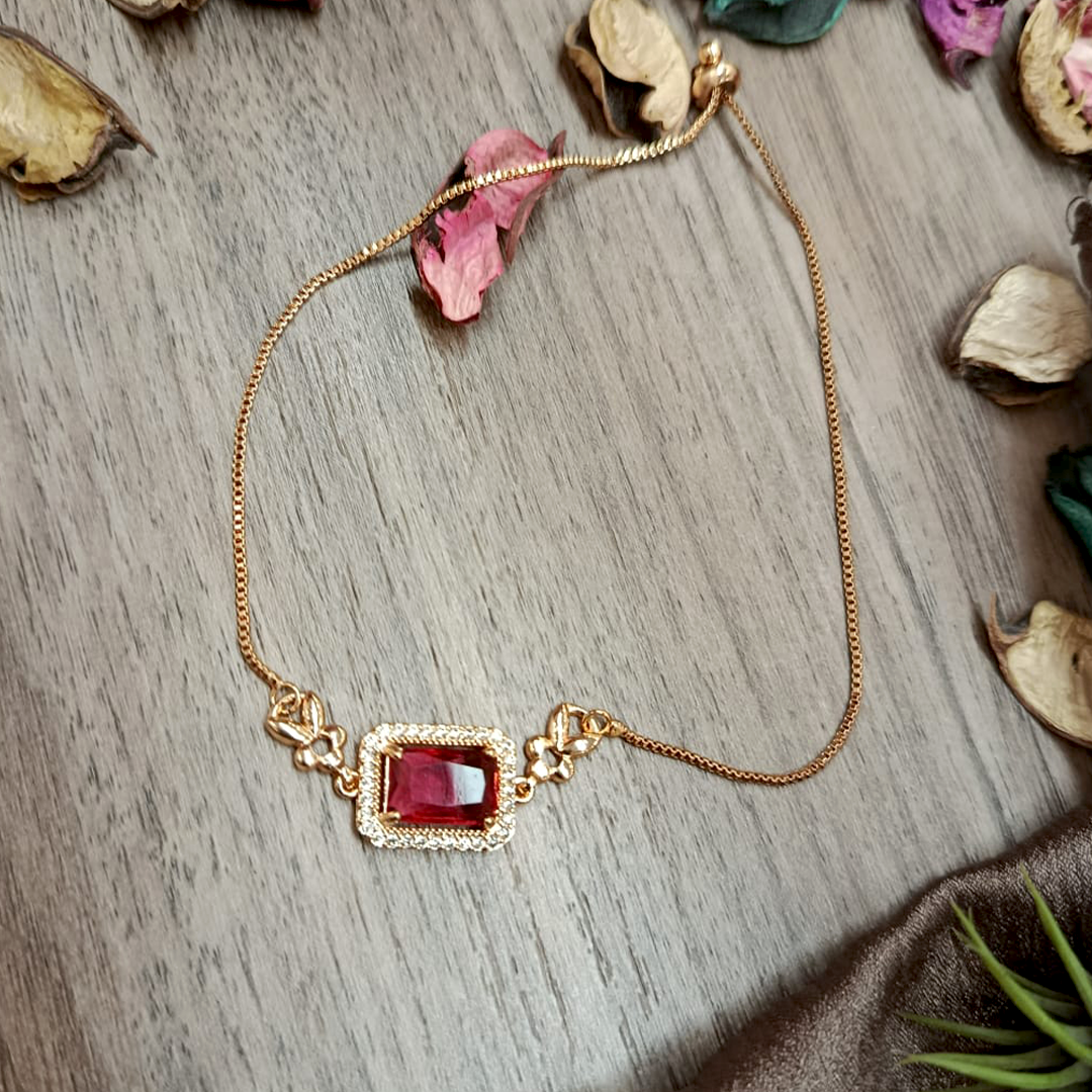 1Pcs Sugar Sparkle Square Faux Adjustable Chain  Bracelet