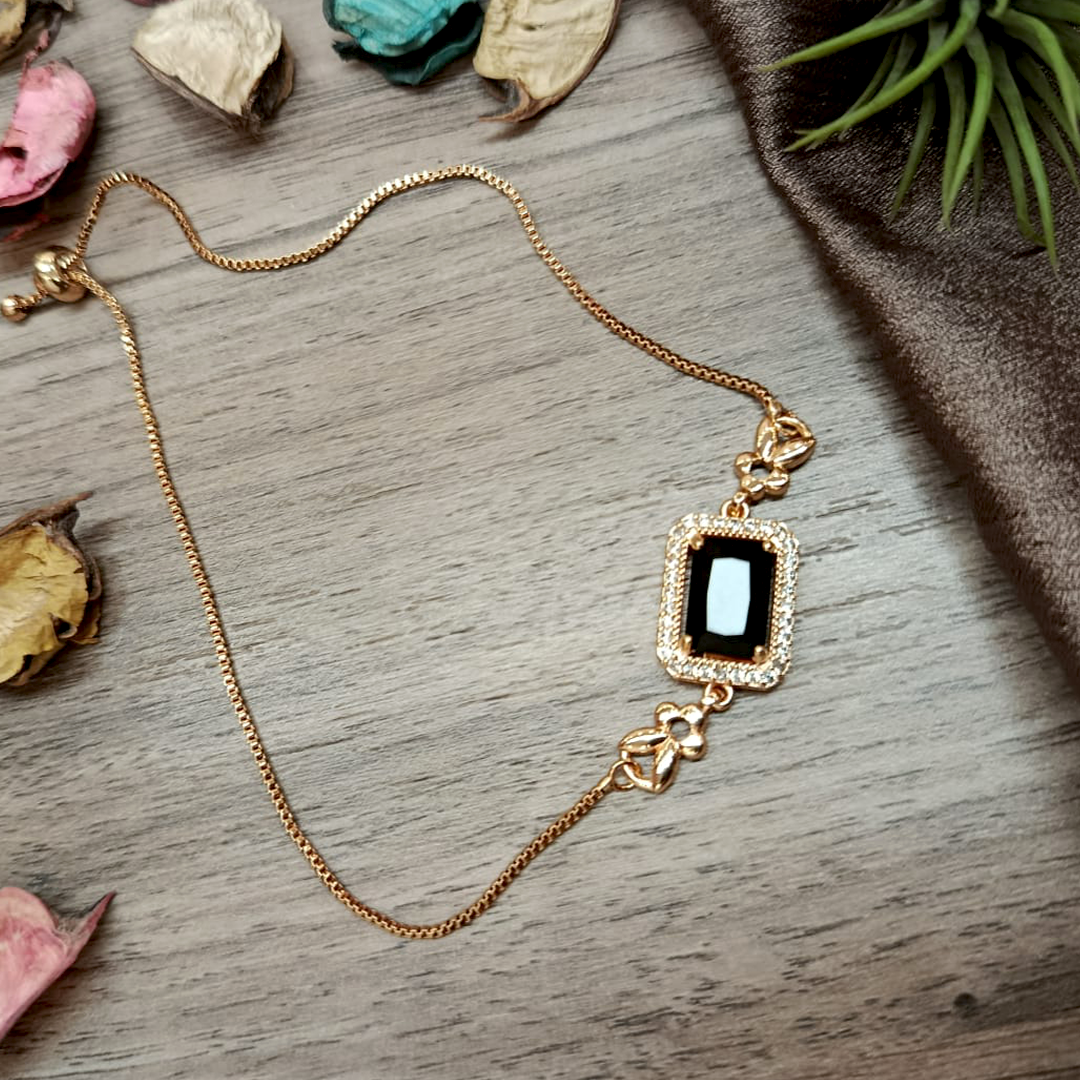 1Pcs Sugar Sparkle Square Faux Adjustable Chain  Bracelet