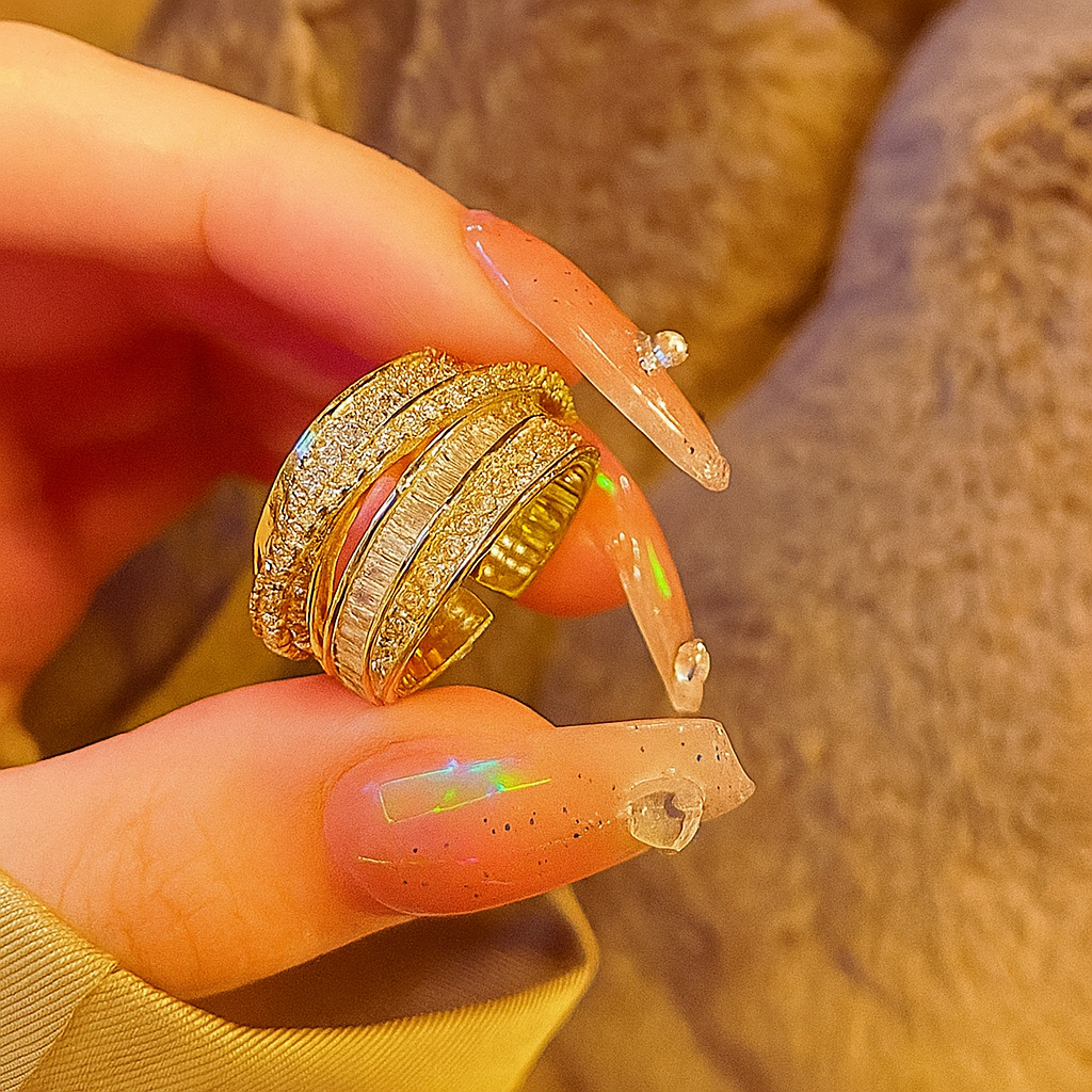 Glam Crisscross Adjustable Ring – Elegant, Shiny & Effortlessly Chic