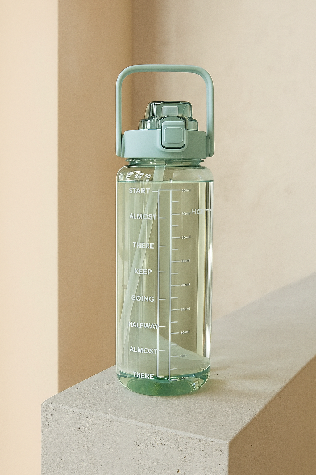 2000ml Large Capacity Water Bottle with Straw - Portable, Leak-Proof