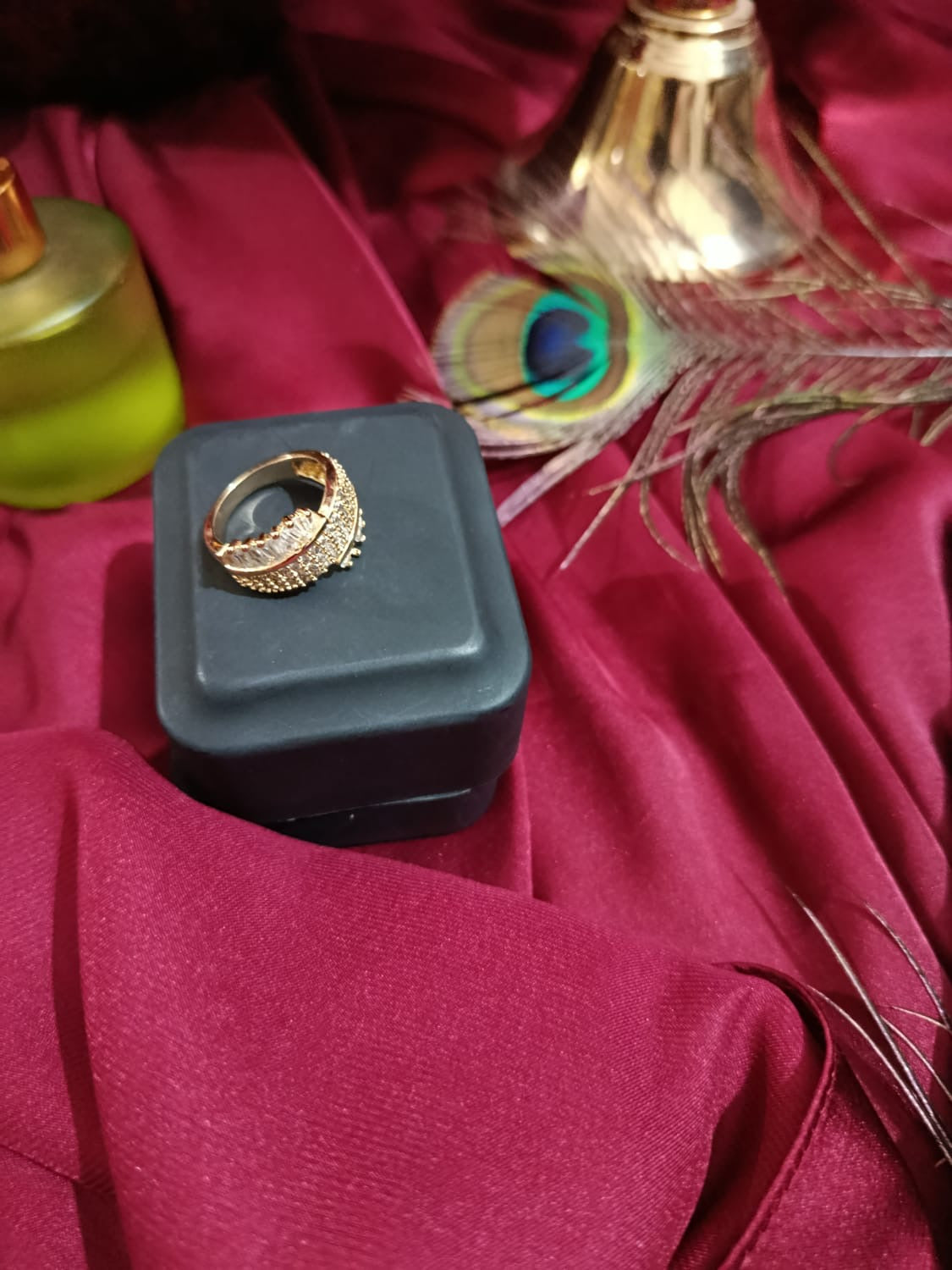 Stylish & Elegant Wide adjustable Ring Interwoven With Sparkling Cubic Synthetic Zirconia