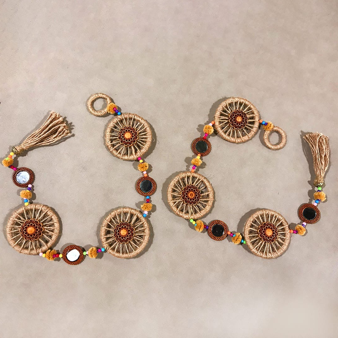 2Pcs Jute Boho Wall Hanging Tapestries with Tassels