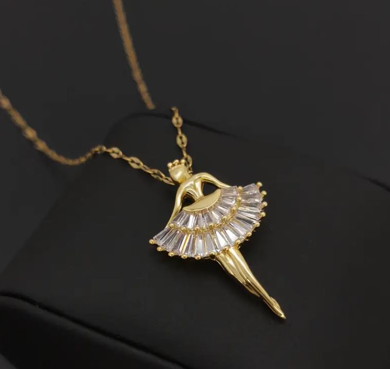 Stainless Steel Elegant Ballet Dancer Pendant Necklace ✨