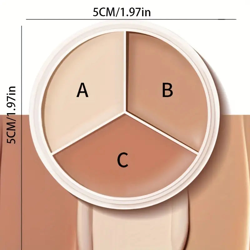 3-Shade Concealer Palette - Full Coverage for Blemishes, Dark Circles & Freckles