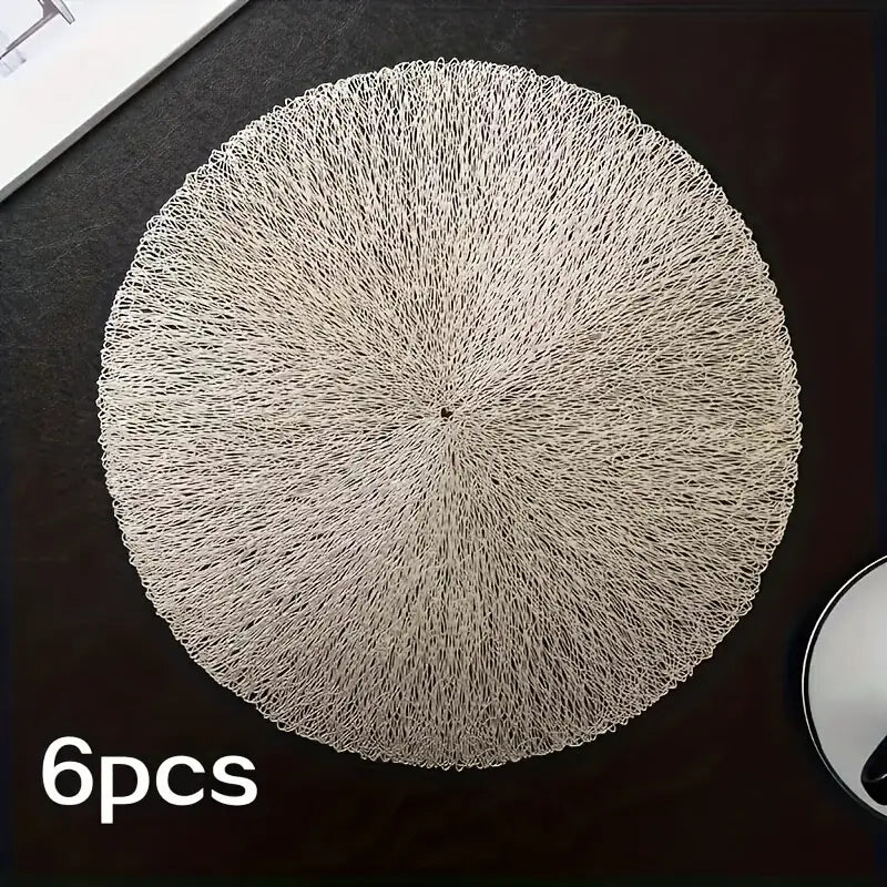 6pcs Round Hollow Flower PVC Placemats