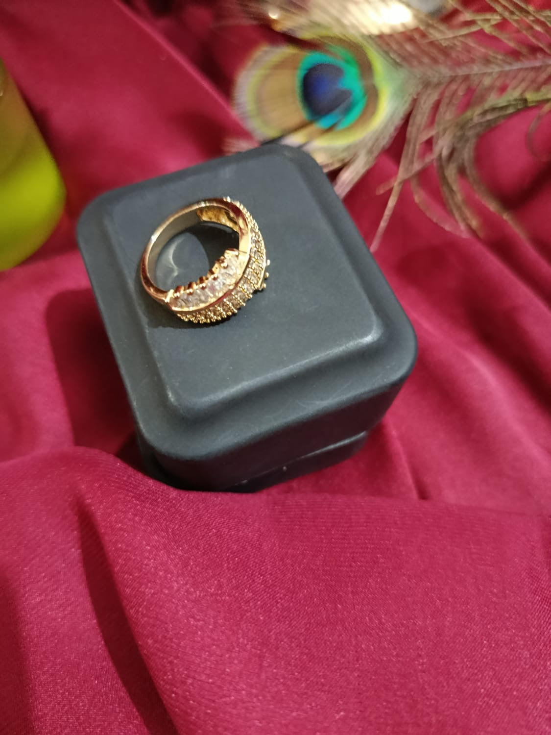 Stylish & Elegant Wide adjustable Ring Interwoven With Sparkling Cubic Synthetic Zirconia