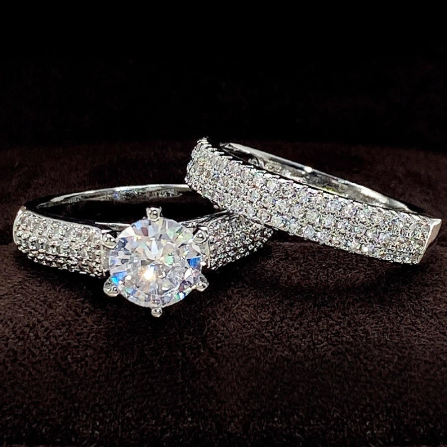 2pcs Women's Fashionable Zirconia Ring