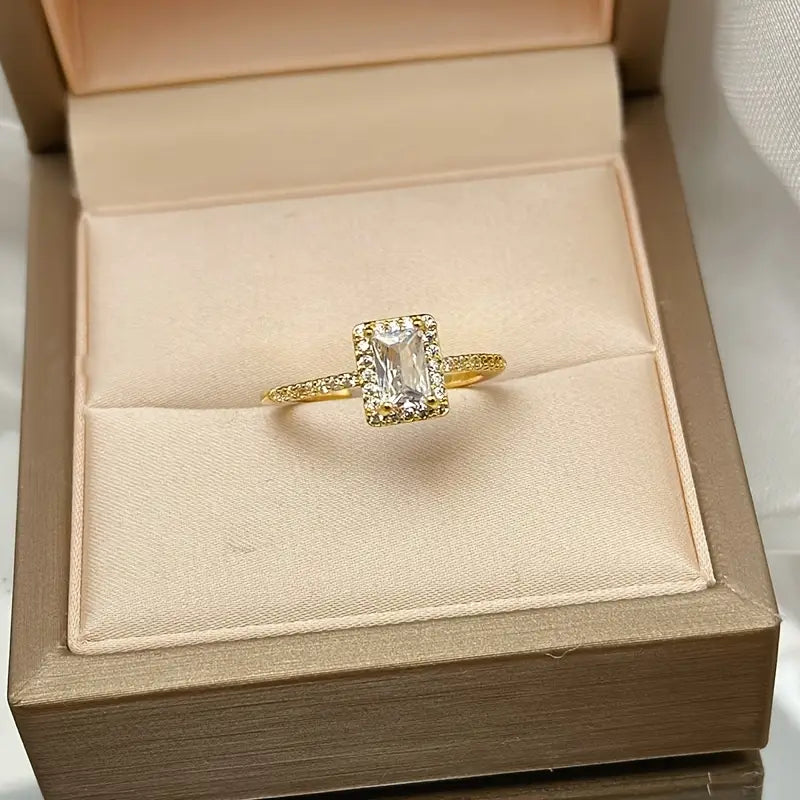 Elegant Luxury Square 1ct Moissanite Open Ring