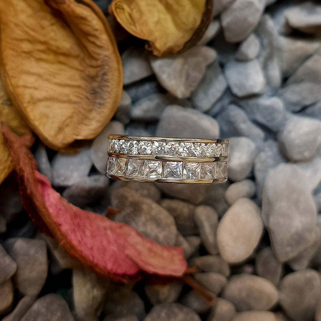 Modern & Sleek Shine Light Double-Layered Silver Adjustable Ring