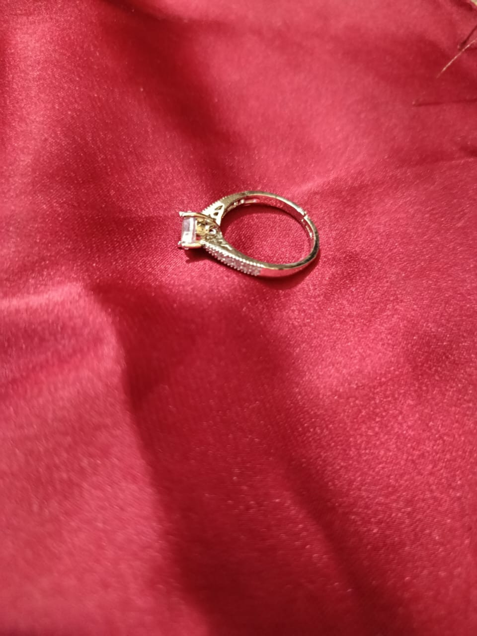 Crimson Charm Silver Adjustable Zirconia Ring