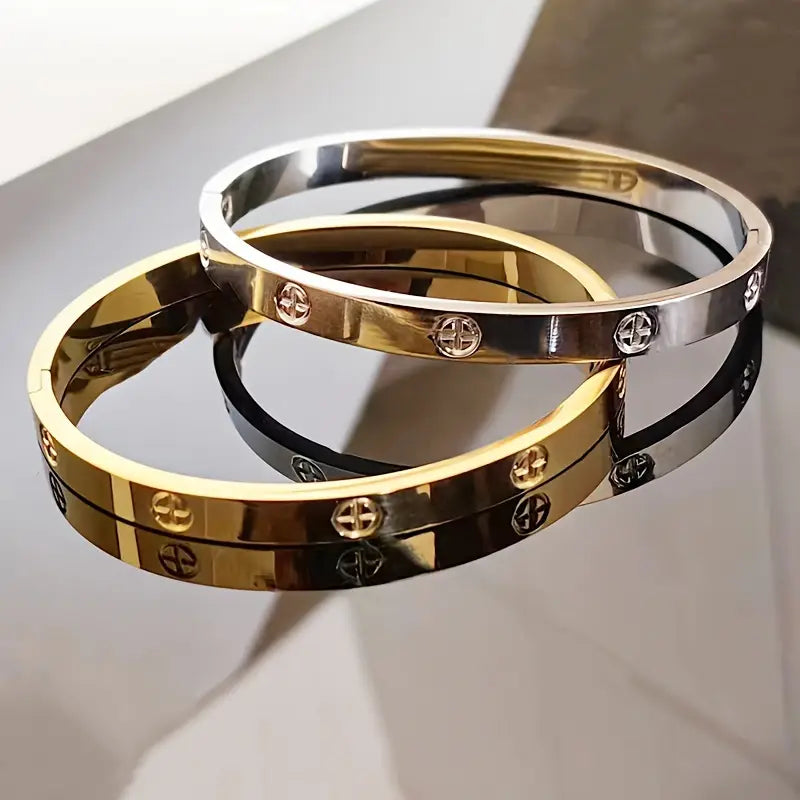 1 Pc Golden Plated Stainless Steel Cross Bracelet