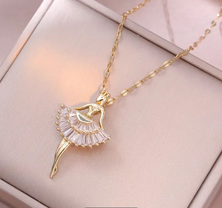 Stainless Steel Elegant Ballet Dancer Pendant Necklace ✨