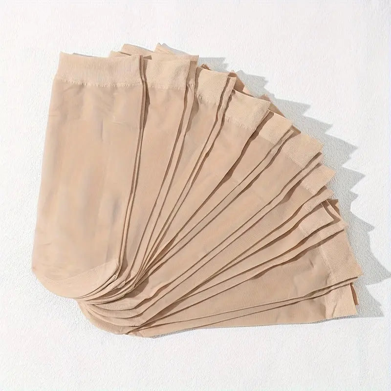 10 Pairs Women's Sheer Mid-Calf Socks - Breathable Stretch Comfort