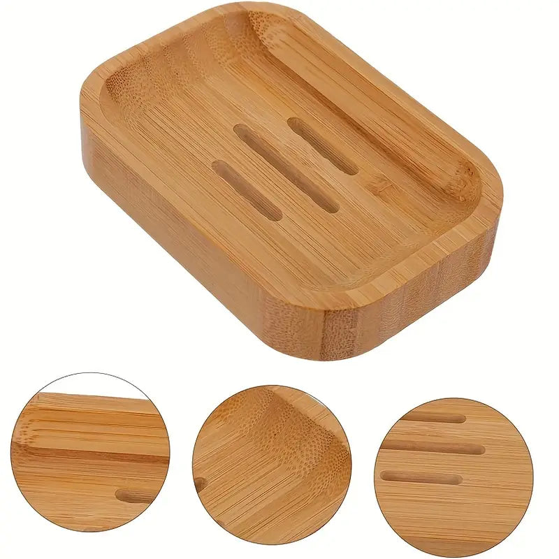 2Pc Bamboo Soap Dish Set