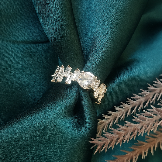 Minimalist Geometric Design with Cubic Zirconia Inlay Irregular Adjustable Ring