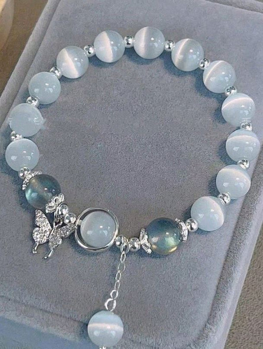 Minimalist Gray & White Moonstone Crystal Bracelet – Versatile & Elegant