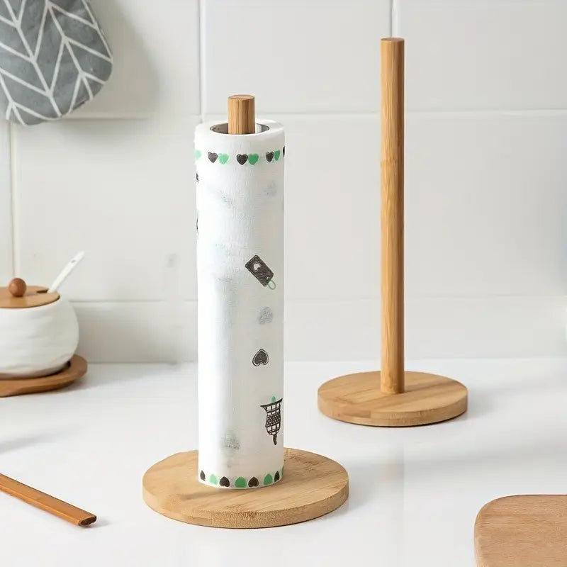 Sleek Wooden Paper Towel Holder with Countertop Stand