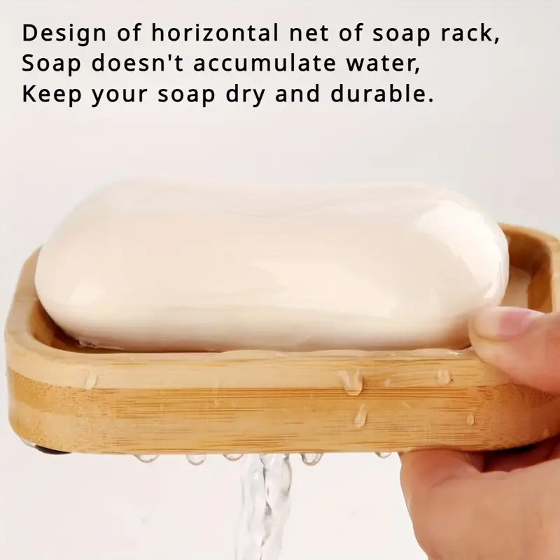 2Pc Bamboo Soap Dish Set