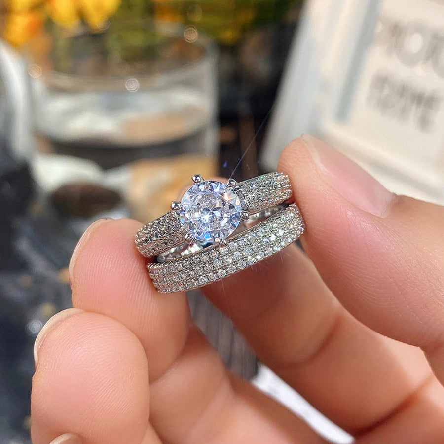 2pcs Women's Fashionable Zirconia Ring