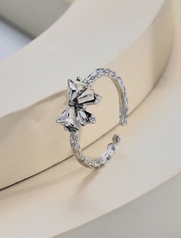 Sweet Girl Heart Bowknot Adjustable Ring