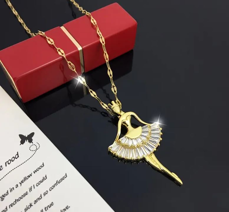 Stainless Steel Elegant Ballet Dancer Pendant Necklace ✨