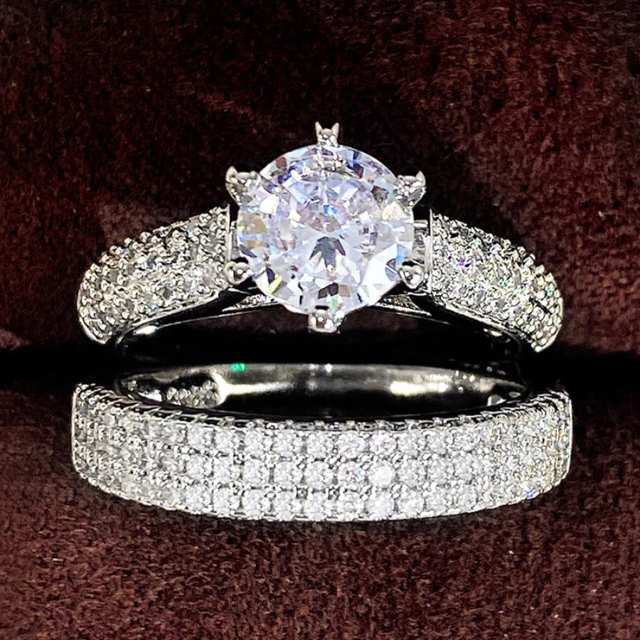 2pcs Women's Fashionable Zirconia Ring