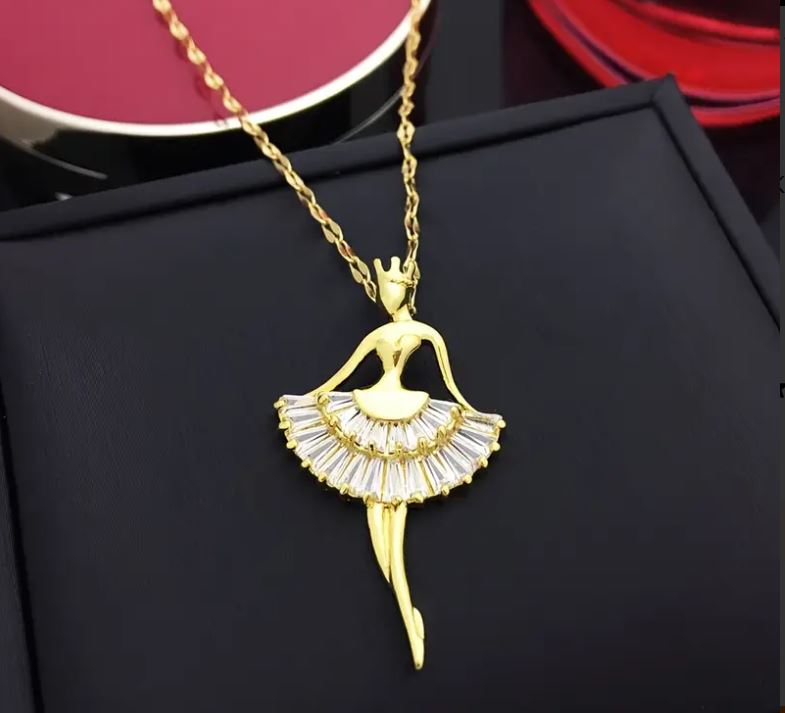 Stainless Steel Elegant Ballet Dancer Pendant Necklace ✨