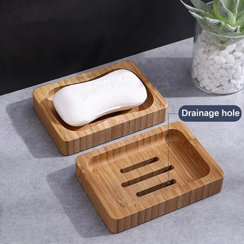 2Pc Bamboo Soap Dish Set
