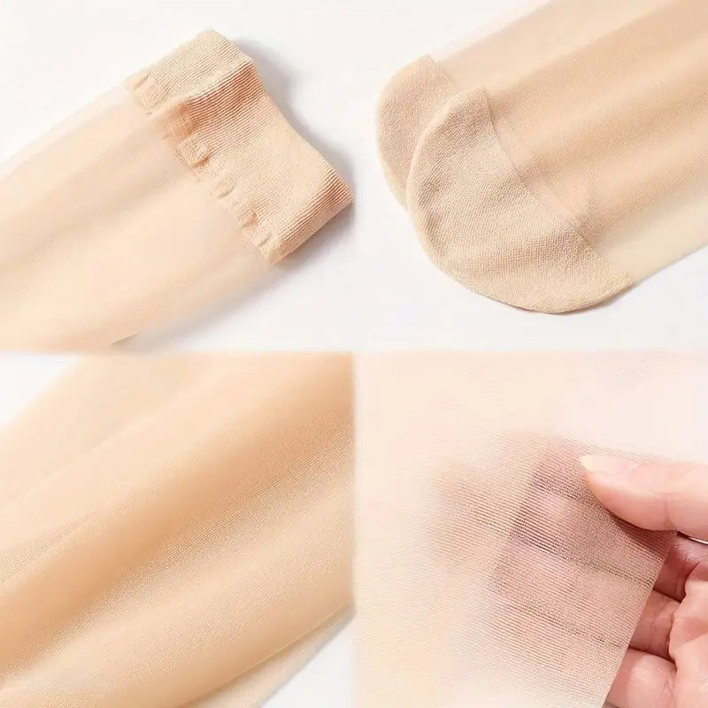 10 Pairs Women's Sheer Mid-Calf Socks - Breathable Stretch Comfort