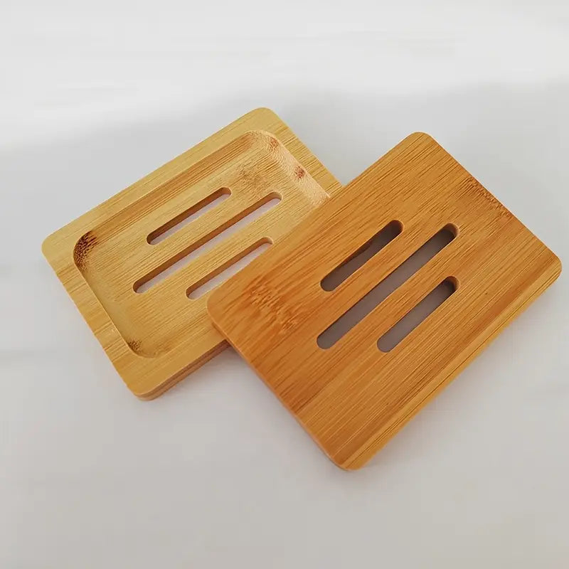 2Pc Bamboo Soap Dish Set